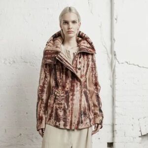 Nicholas K Revised Brock Leather Jacket Bronze Tie Dye Size X Small